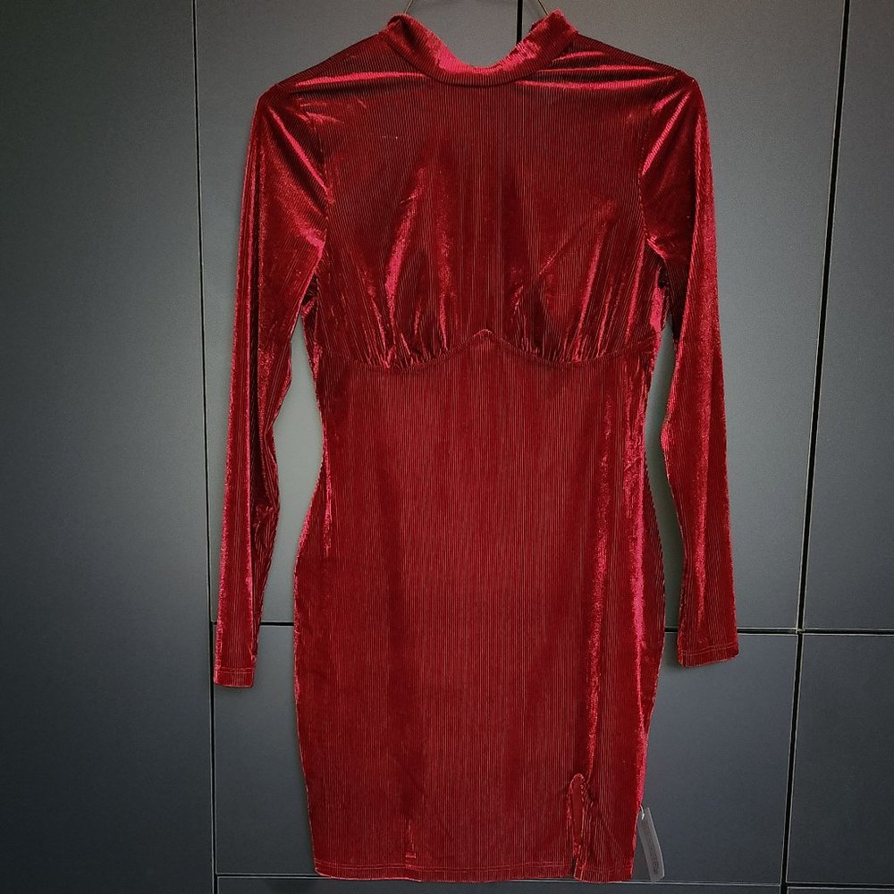 Port Red Velvet Rib Dress (Mini)